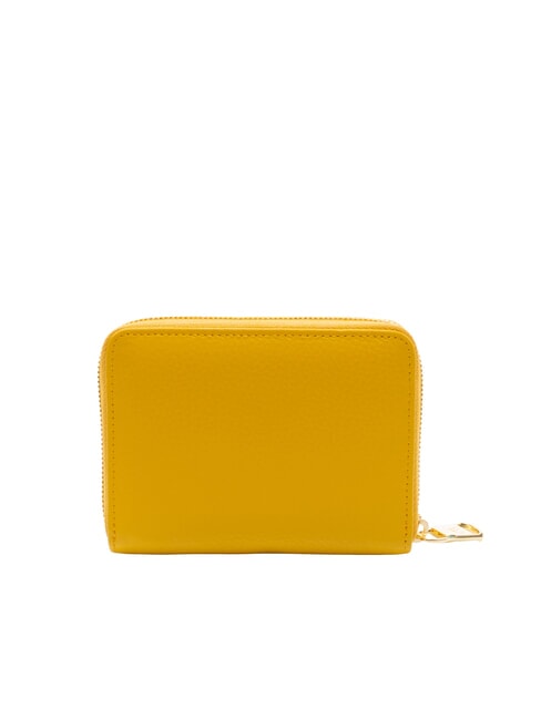 BASIC Petit portefeuille en cuir zipp&eacute; jaune - Portefeuilles Femme