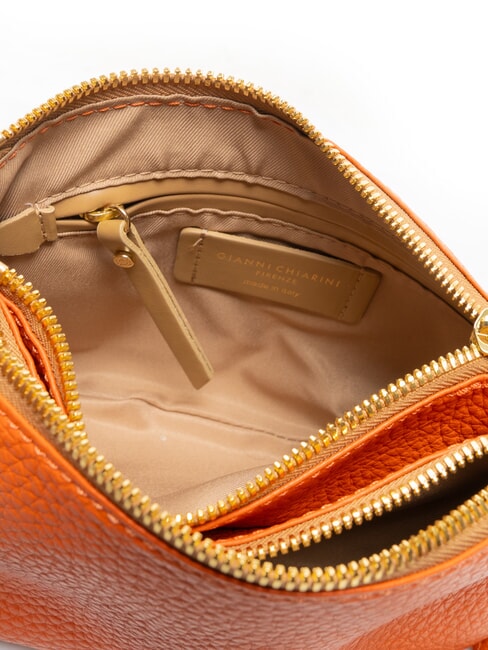 FRIDA Sac bandoulière en cuir à double zip corail - Sacs pour Femme