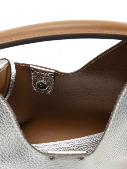 AURORA L Sac à main avec bandoulière argent-caramel - Sacs pour Femme