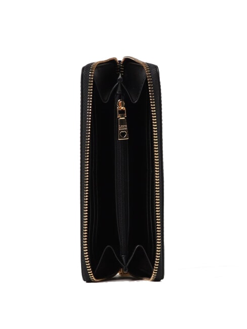 LOVE EMBOSSED Grand portefeuille zippé Noir - Portefeuilles Femme