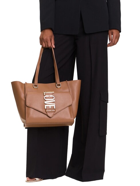 LOVEBUG Sac cabas bandoulière avec poche chameau - Sacs pour Femme