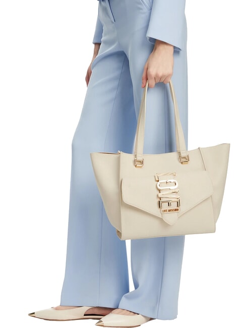 LOVEBUG Sac cabas bandoulière avec poche Ivoire - Sacs pour Femme