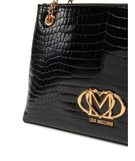 LOVE MOSCHINO SHINY CROCO sac à bandoulière crocus noir - Sacs pour Femme - 3