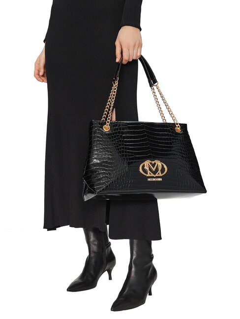 SHINY CROCO sac à bandoulière crocus noir - Sacs pour Femme