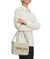 LOVE MOSCHINO LAMINATED BOLD LOVE Sac à bandoulière avec rabat Ivoire - Sacs pour Femme - 5
