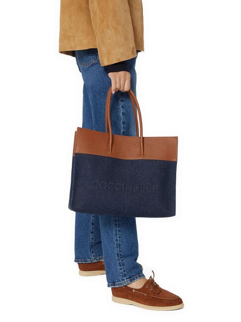 MYRTHA DENIM sac bandoulière bleu den/cognac - Sacs pour Femme