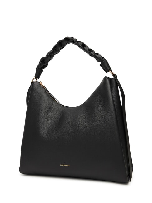 CAMPIONARIO - BOHEME GRANA DOUBLE Grand sac bandouli&egrave;re en cuir noir/cognac - Sacs pour Femme