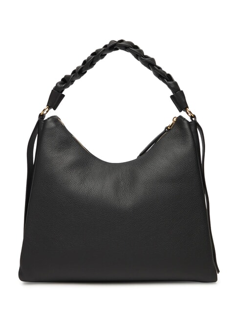 BOHEME GRANA DOUBLE Grand sac bandouli&egrave;re en cuir noir/cognac - Sacs pour Femme
