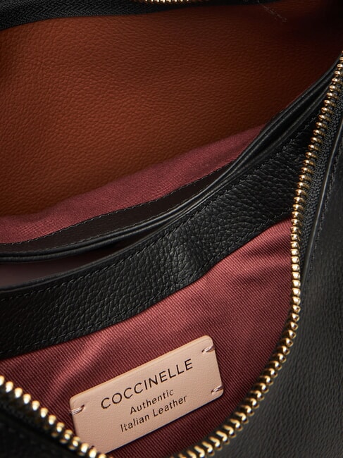 CAMPIONARIO - BOHEME GRANA DOUBLE Grand sac bandouli&egrave;re en cuir noir/cognac - Sacs pour Femme
