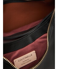 COCCINELLE CAMPIONARIO - BOHEME GRANA DOUBLE Grand sac bandouli&egrave;re en cuir noir/cognac - Sacs pour Femme - 4