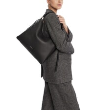 COCCINELLE CAMPIONARIO - BOHEME GRANA DOUBLE Grand sac bandouli&egrave;re en cuir noir/cognac - Sacs pour Femme - 5