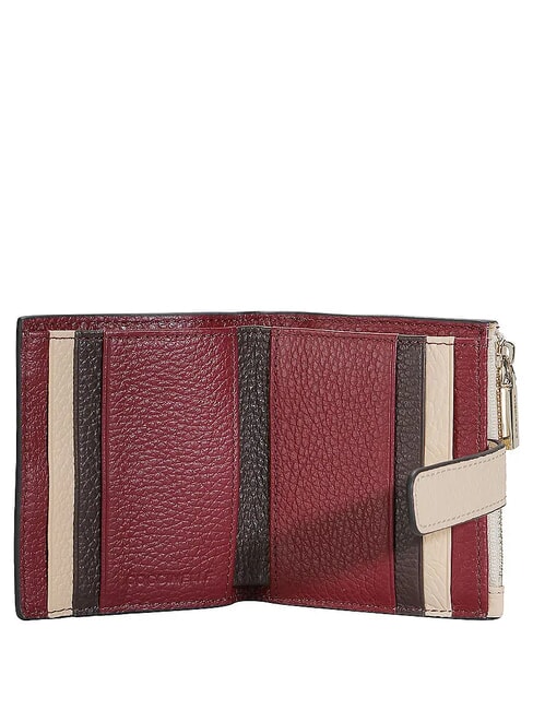 METALLIC TRICOLOR Mini portefeuille en cuir martel&eacute; Acai / RAISIN - Portefeuilles Femme