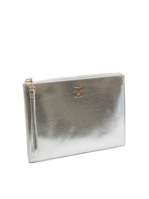TH MONOGRAM Pochette enveloppe avec dragonne argent m&eacute;tallique - Sacs pour Femme