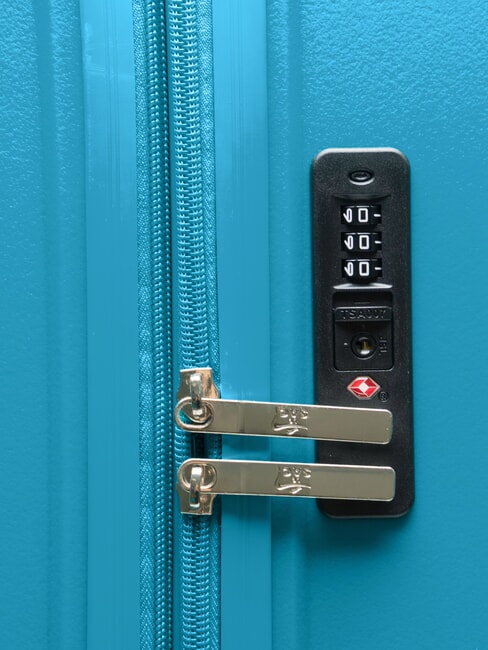 SLIDE Ensemble cabine + extensible moyen et grand, ultra-résistant bleu malachite - Valises Rigides