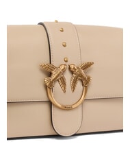 PINKO LOVE ONE CLASSIC SLOUCHY Sac à bandoulière en cuir beige-gris fumé-or antique - Sacs pour Femme - 3