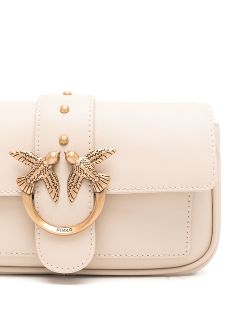 LOVE ONE POCKET Sac à bandoulière en cuir beige-gris fumé-or antique - Sacs pour Femme