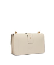 PINKO LOVE ONE CLASSIC Sac bandoulière en cuir avec rabat blanc de soie-or antique - Sacs pour Femme - 2