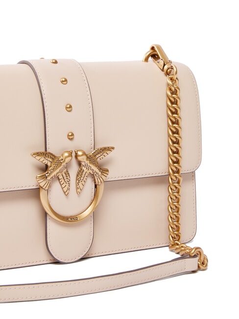 LOVE ONE CLASSIC Sac bandoulière en cuir avec rabat beige-gris fumé-or antique - Sacs pour Femme