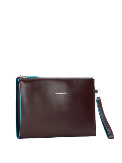 BLUE SQUARE Pochette plate en cuir ACAJOU - Sacs pour Femme