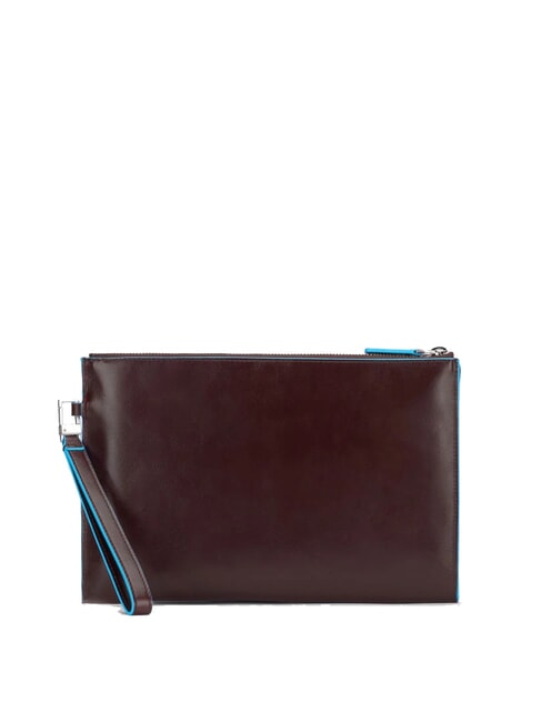 BLUE SQUARE Pochette plate en cuir ACAJOU - Sacs pour Femme