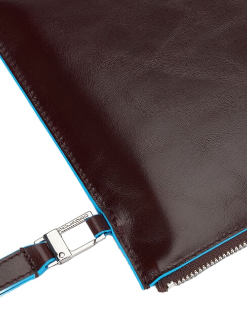 BLUE SQUARE Pochette plate en cuir ACAJOU - Sacs pour Femme