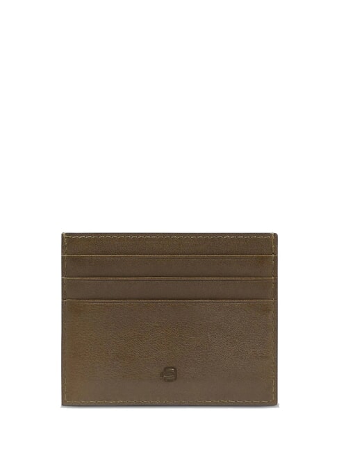 HARPER porte-cartes en cuir plat vert / marron fonc&eacute; - Portefeuilles Homme