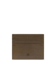 PIQUADRO HARPER porte-cartes en cuir plat vert / marron fonc&eacute; - Portefeuilles Homme - 2