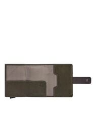 PIQUADRO HARPER Portefeuille porte-cartes en cuir vert / marron fonc&eacute; - Portefeuilles Femme - 2