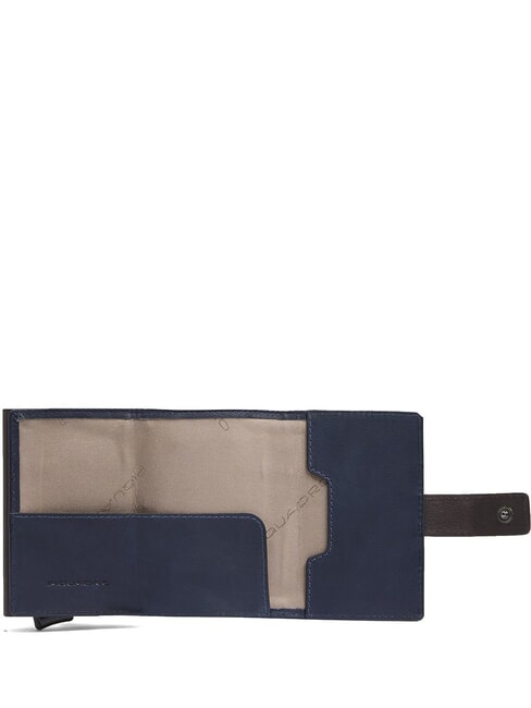 HARPER Portefeuille porte-cartes en cuir bleu/marron fonc&eacute; - Portefeuilles Femme