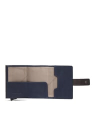 PIQUADRO HARPER Portefeuille porte-cartes en cuir bleu/marron fonc&eacute; - Portefeuilles Femme - 2
