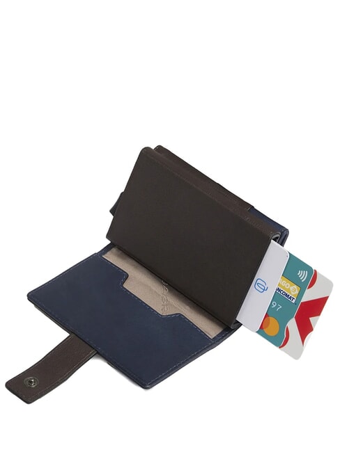 HARPER Portefeuille porte-cartes en cuir bleu/marron fonc&eacute; - Portefeuilles Femme