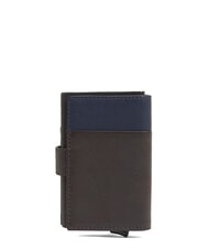 PIQUADRO HARPER Portefeuille porte-cartes en cuir bleu/marron fonc&eacute; - Portefeuilles Femme - 4