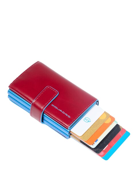 BLUE SQUARE Portefeuille porte-cartes en cuir ROUGE - Portefeuilles Homme