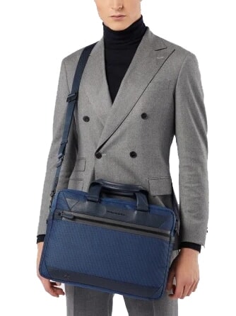 TRAKAI Mallette en cuir et tissu pour ordinateur portable 14" bleu - Porte Documents Travail