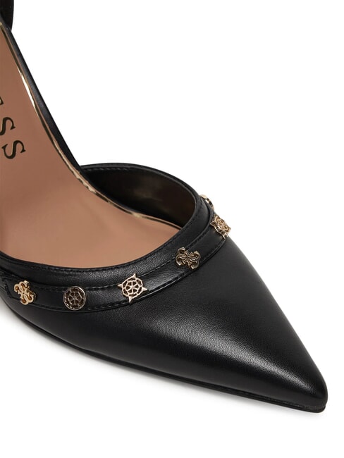 NANAE Escarpins &agrave; talons hauts avec bride et clous NOIR - Chaussures Femme