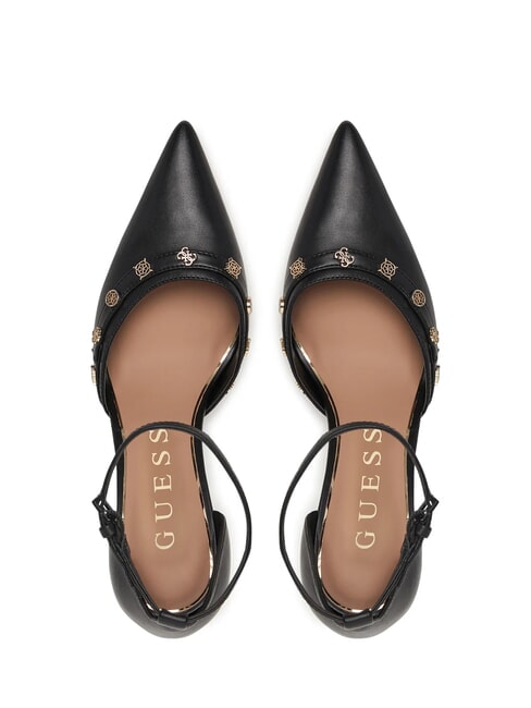 NANAE Escarpins &agrave; talons hauts avec bride et clous NOIR - Chaussures Femme