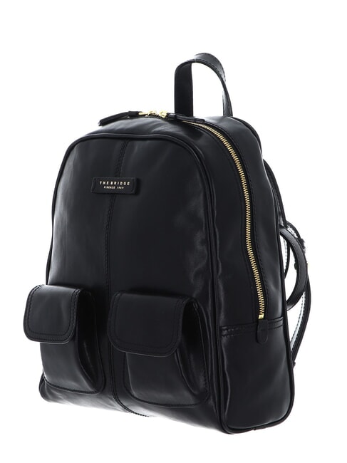 FLORA Sac &agrave; dos en cuir avec poches avant black Gold - Sacs pour Femme