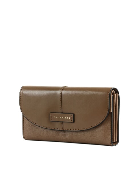 ELISABETTA Grand portefeuille en cuir &agrave; rabat hu&icirc;tre ab. or - Portefeuilles Femme