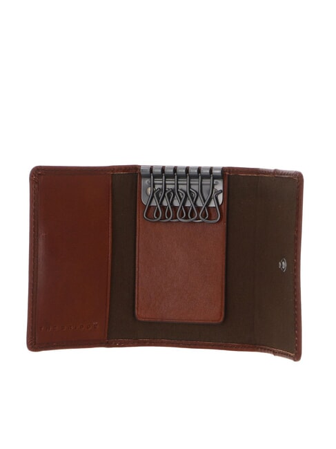 GIACOMO &Eacute;tui &agrave; cl&eacute;s en cuir Marron / Ruth&eacute;nium - Porte-cl&eacute;s