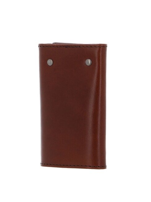 GIACOMO &Eacute;tui &agrave; cl&eacute;s en cuir Marron / Ruth&eacute;nium - Porte-cl&eacute;s
