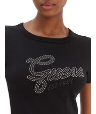 GUESS STUDS SCRIPT T-shirt &agrave; manches courtes coupe ajust&eacute;e jetbla - T-shirt - 3