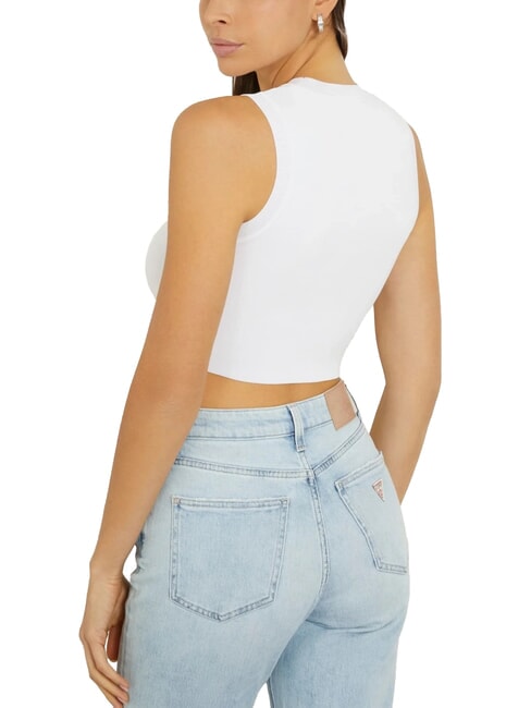 ALEXIA Souris courte en tricot avec logo en strass blanc pur - T-shirt