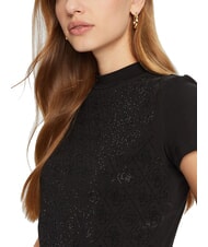 GUESS MOCK NECK ALL OVER 4G T-shirt slim fit orné de strass jetbla - T-shirt - 3