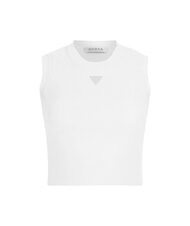 GUESS ALEXIA Souris courte en tricot avec logo en strass blanc pur - T-shirt - 3