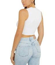 GUESS ALEXIA Souris courte en tricot avec logo en strass blanc pur - T-shirt - 2