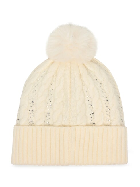 KNITTED bonnet &agrave; pompon blanc - Bonnets