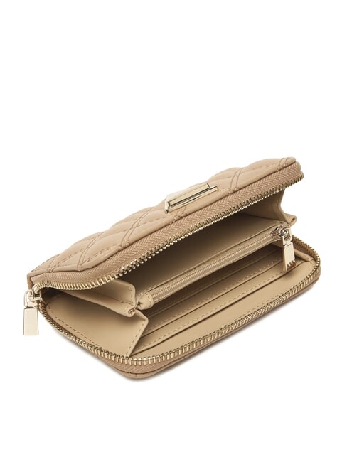 GIULLY 2 portefeuille matelass&eacute; moyen &agrave; fermeture &eacute;clair BEIGE - Portefeuilles Femme