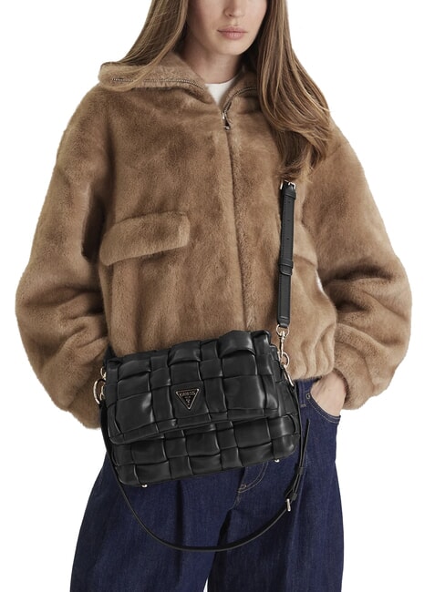 MARION Sac bandoulière tissé avec bandoulière NOIR - Sacs pour Femme