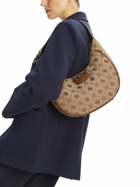 NEDA Sac &agrave; bandouli&egrave;re hobo en tissu jacquard LOGO DE LAIT - Sacs pour Femme