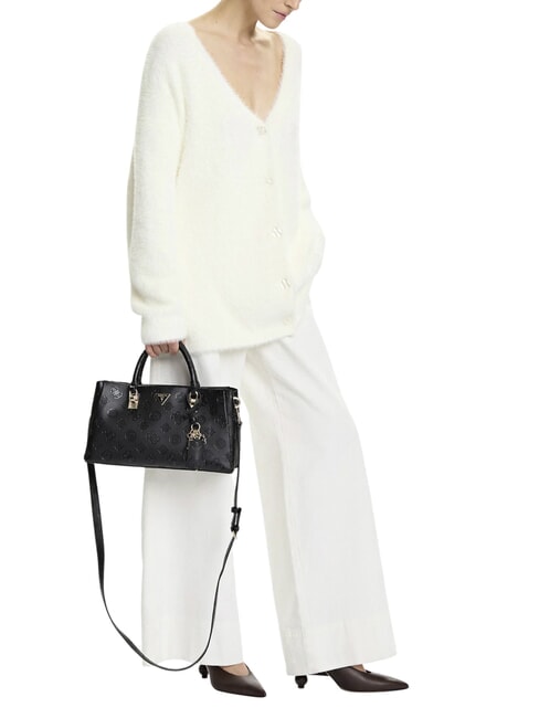 TISHA Sac &agrave; main avec bandouli&egrave;re logo noir - Sacs pour Femme